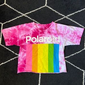 Cropped Polaroid pink tie dye shirt